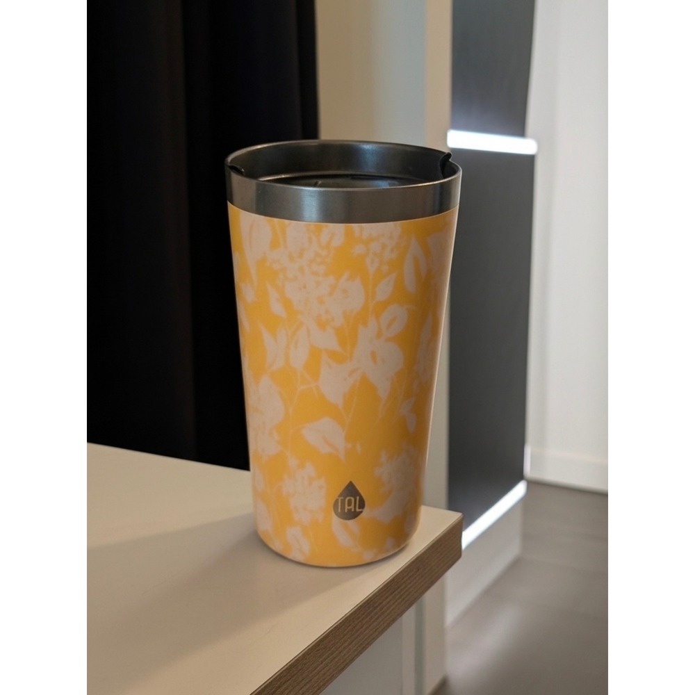TAL Hydration Insulated Stainless Steel Tumbler Yellow White Floral Leaf 20oz